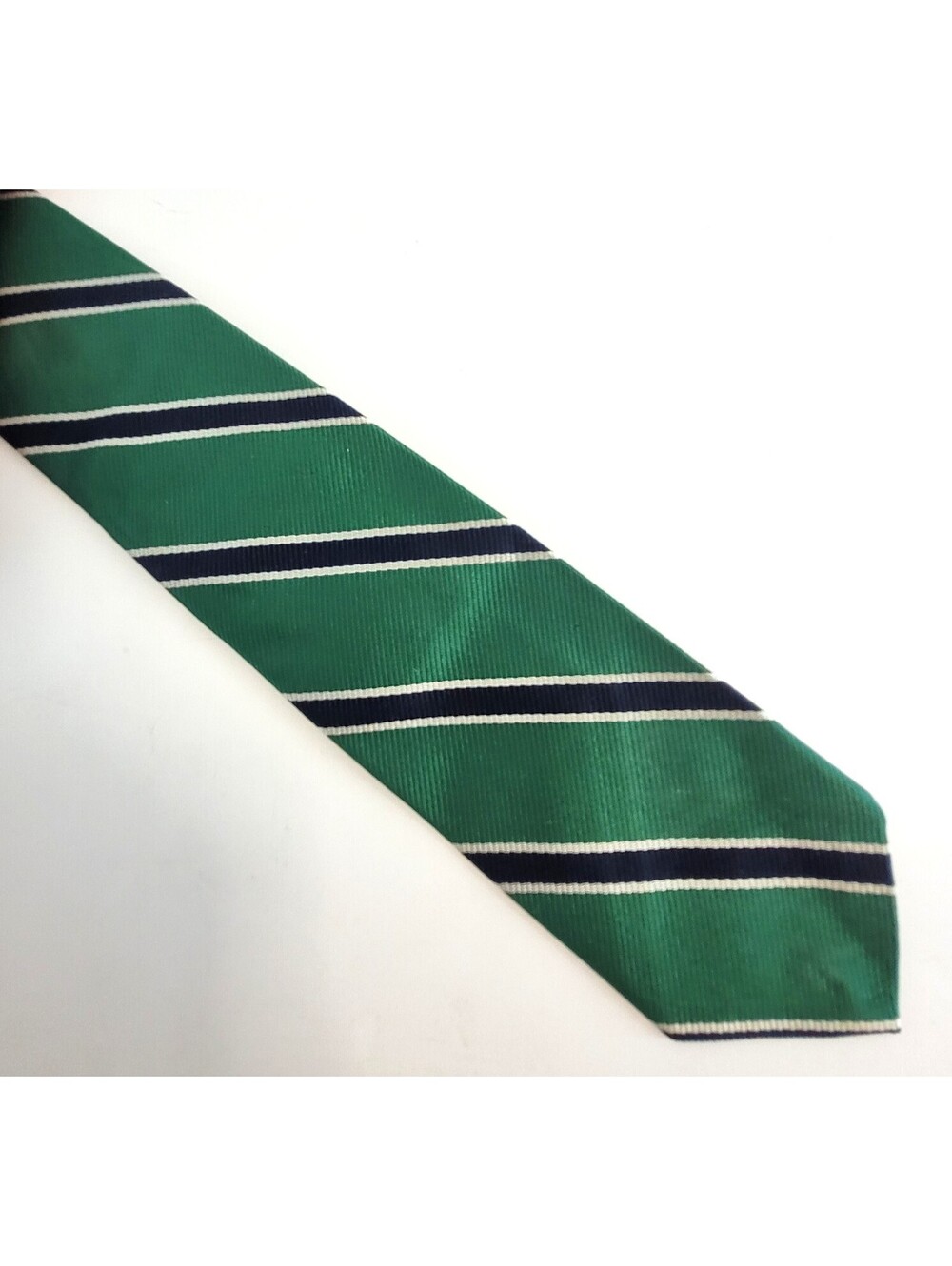 Robert Talbott for Young Man's Fancy San Francisco Skinny Tie Green Navy Stripe